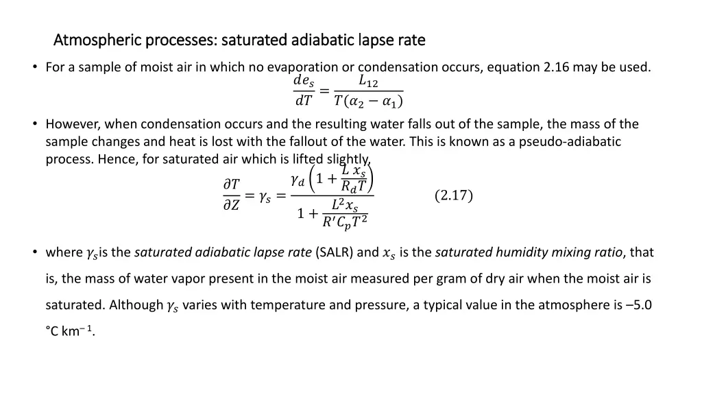 atmospheric processes saturated adiabatic lapse