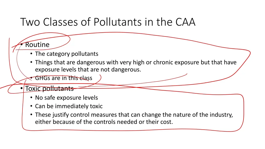 two classes of pollutants in the caa