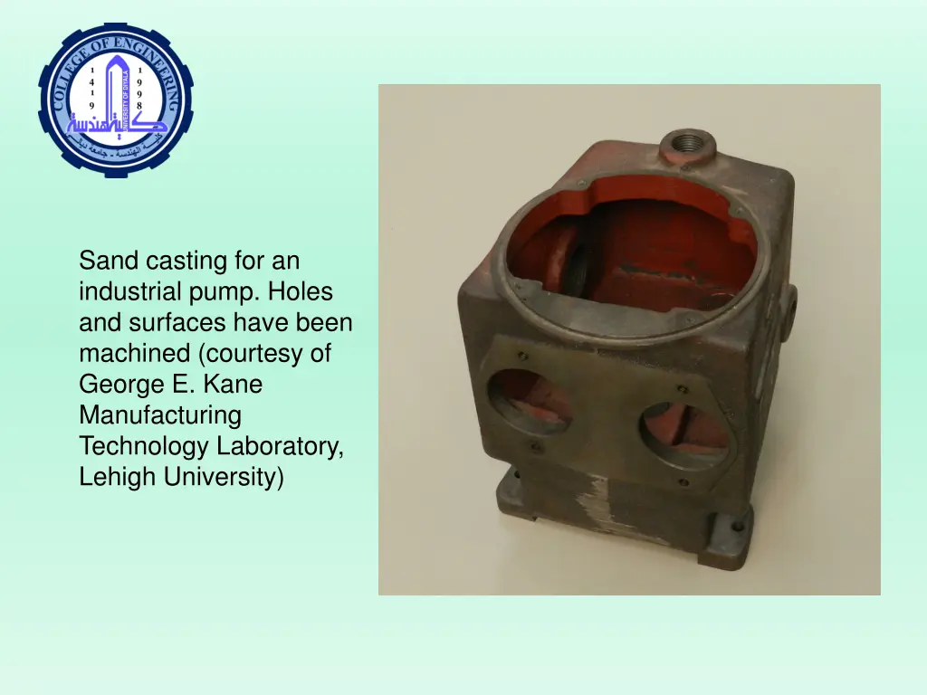 sand casting for an industrial pump holes