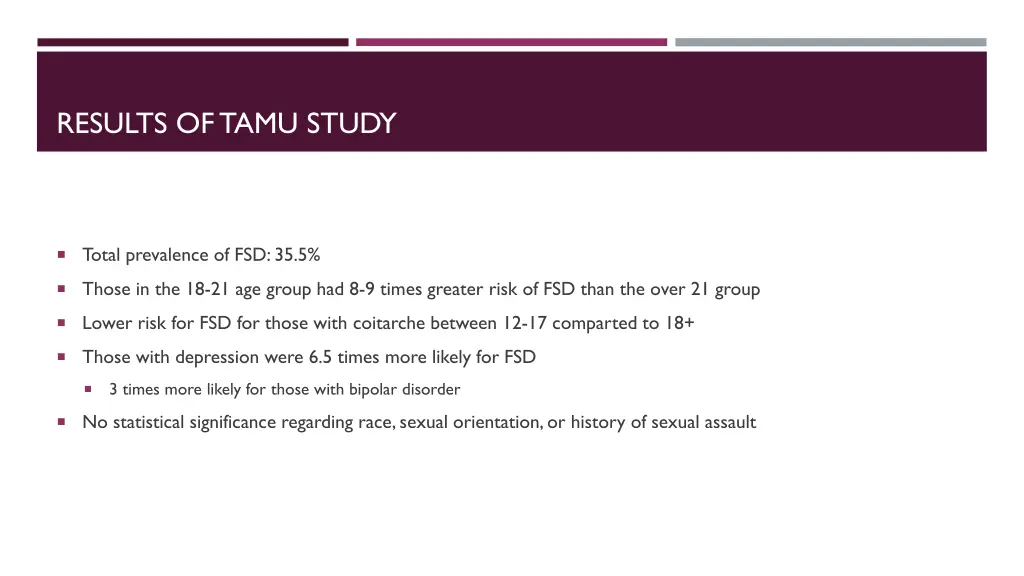 results of tamu study