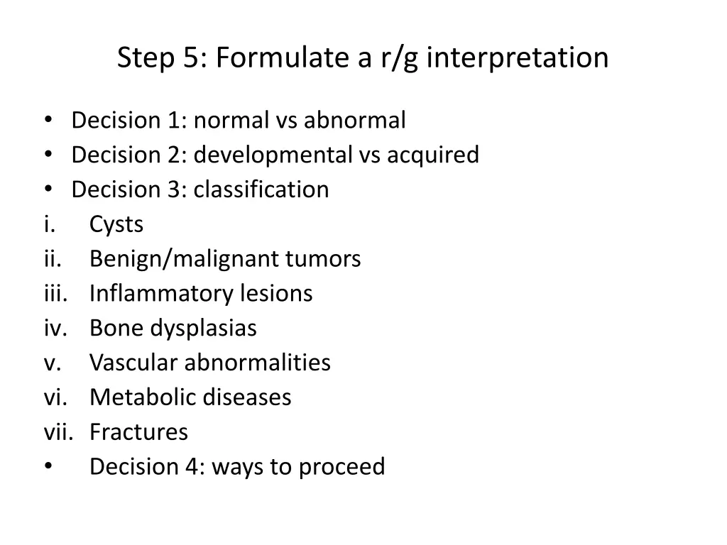step 5 formulate a r g interpretation