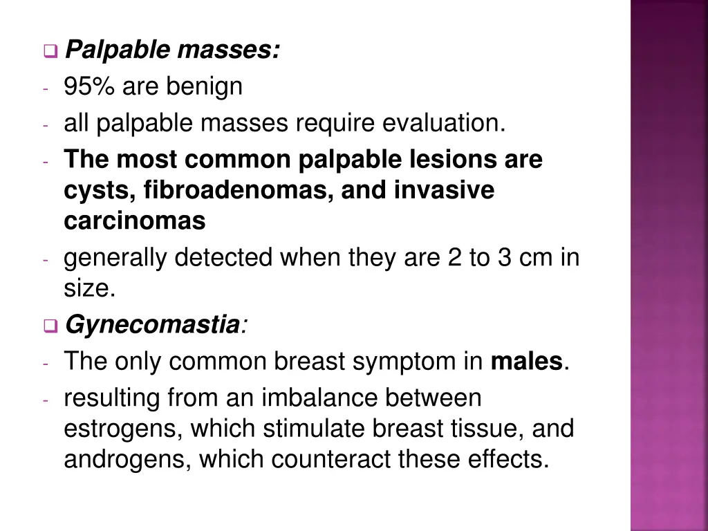 palpable masses 95 are benign all palpable masses