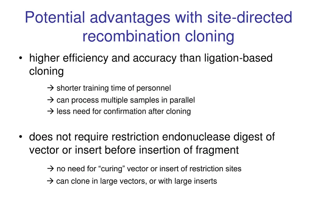 potential advantages with site directed
