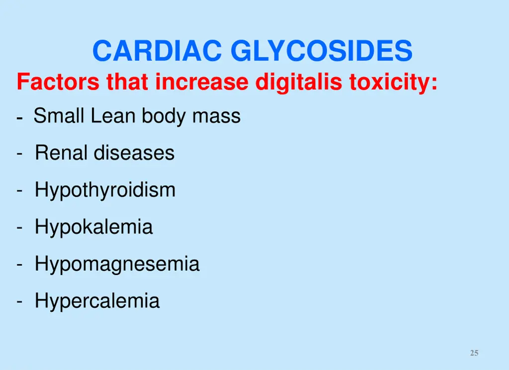 cardiac glycosides factors that increase