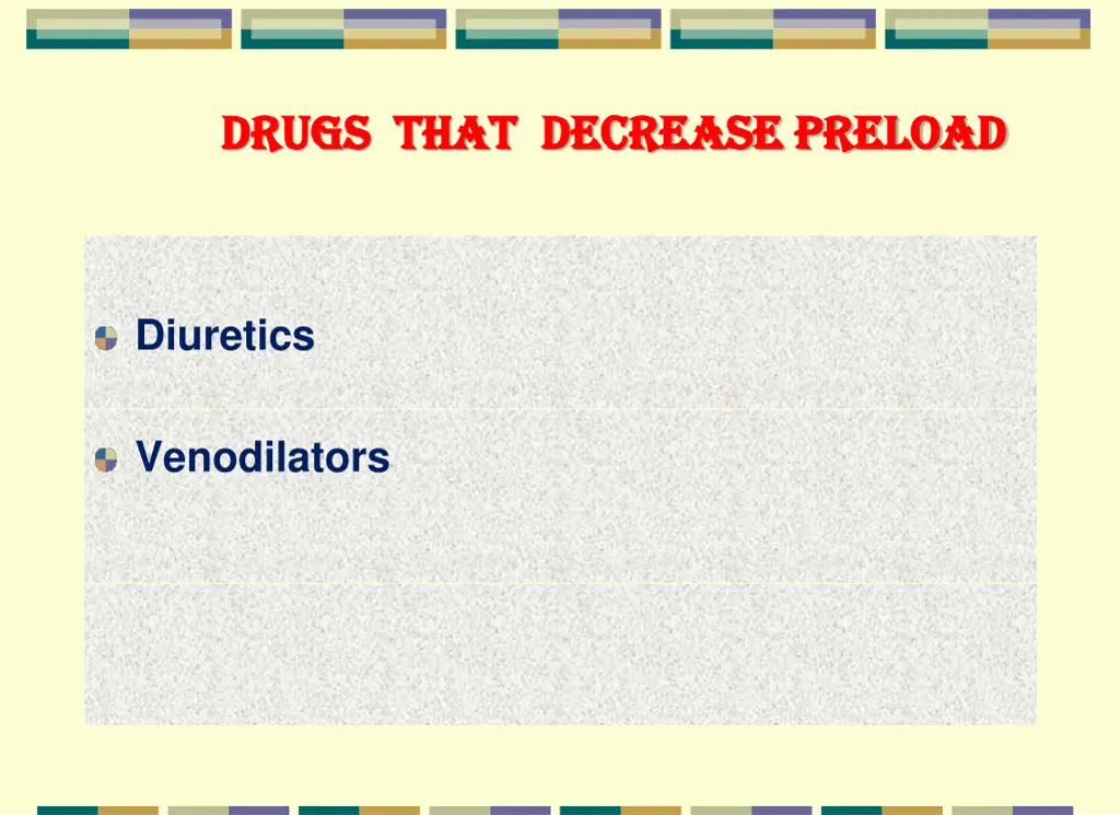 drugs that decrease preload drugs that decrease