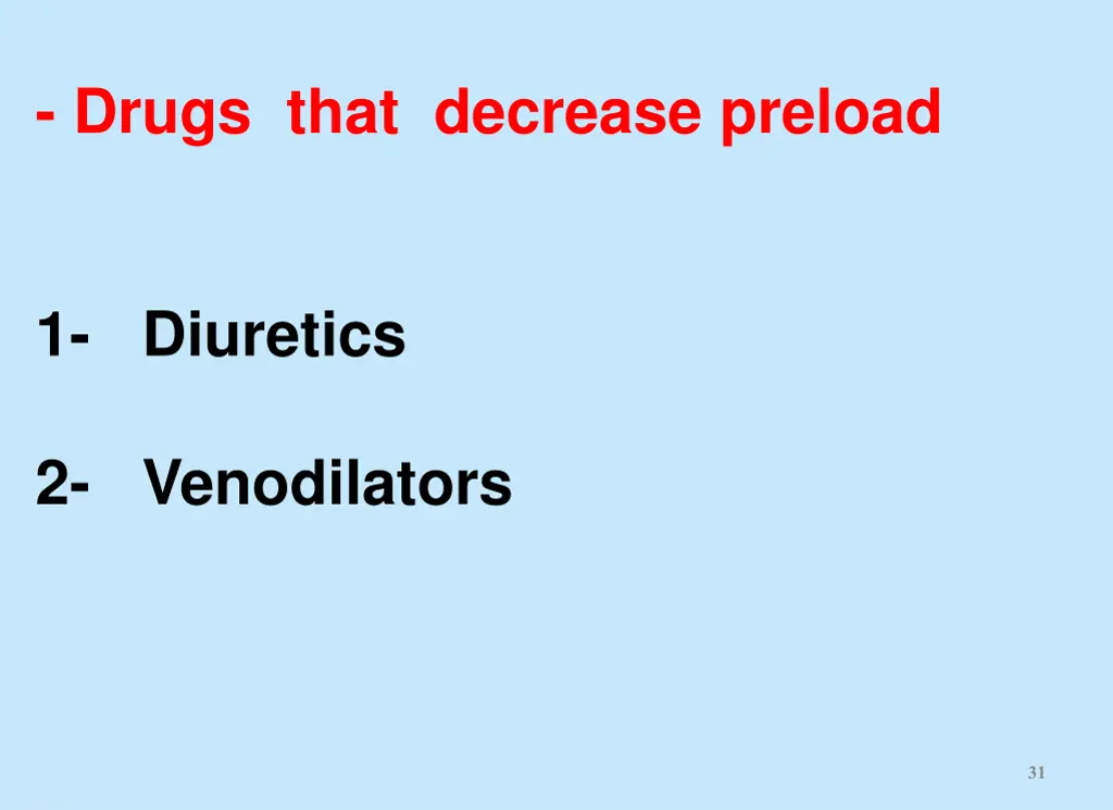 drugs that decrease preload