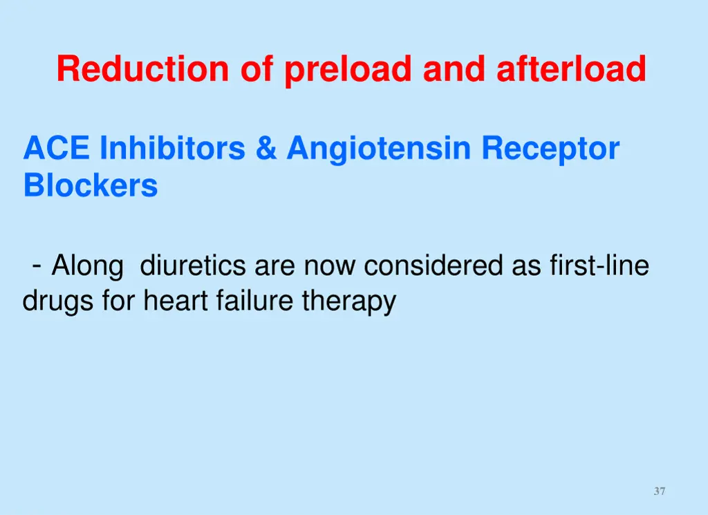 reduction of preload and afterload