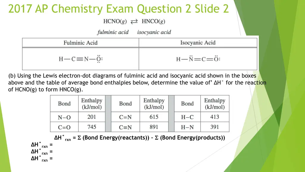 2017 ap chemistry exam question 2 slide 2