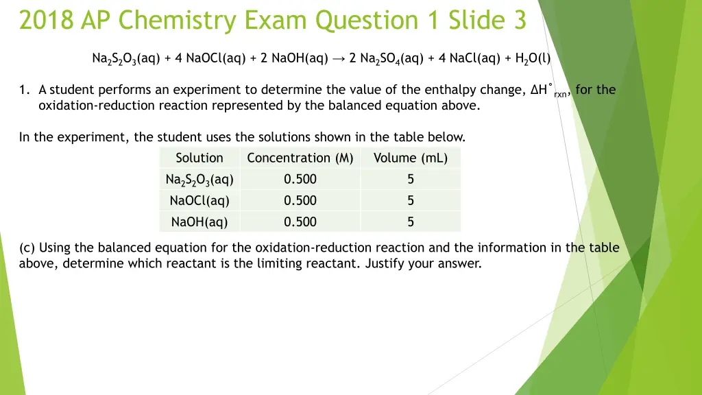 2018 ap chemistry exam question 1 slide 3