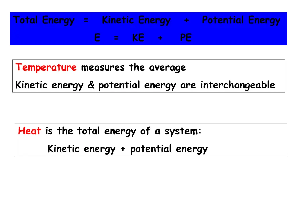 total energy kinetic energy potential energy