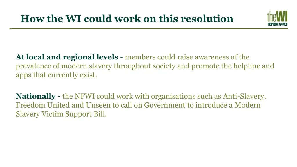 how the wi could work on this resolution