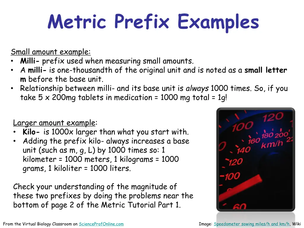 metric prefix examples