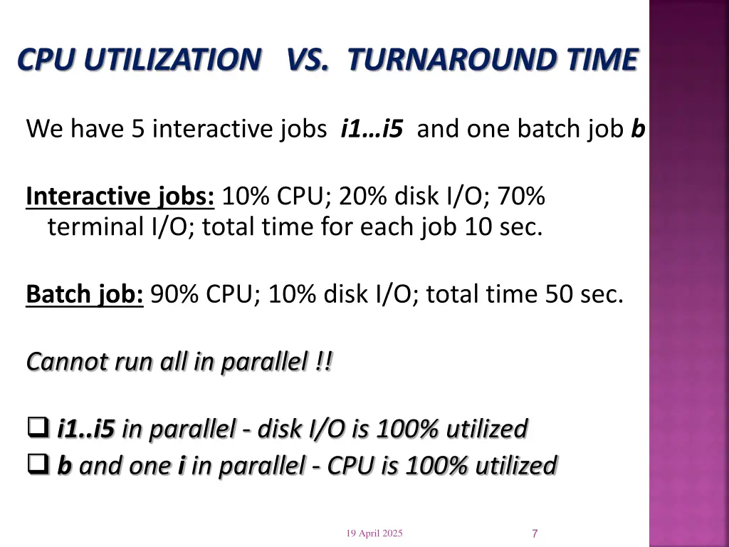 cpu utilization vs turnaround time
