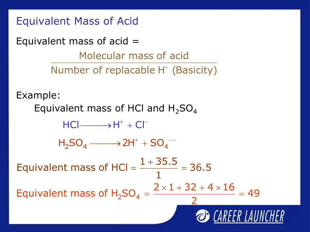 equivalent mass of acid