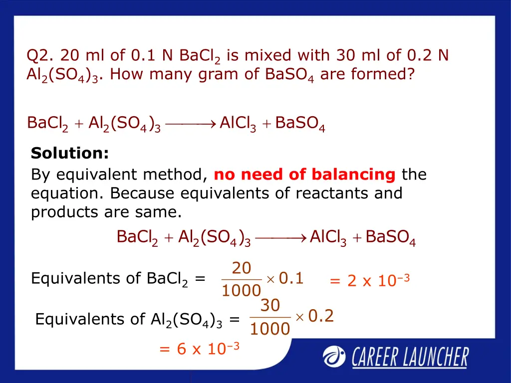 q2 20 ml of 0 1 n bacl 2 is mixed with