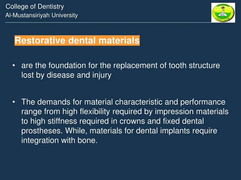 college of dentistry al mustansiriyah university 2