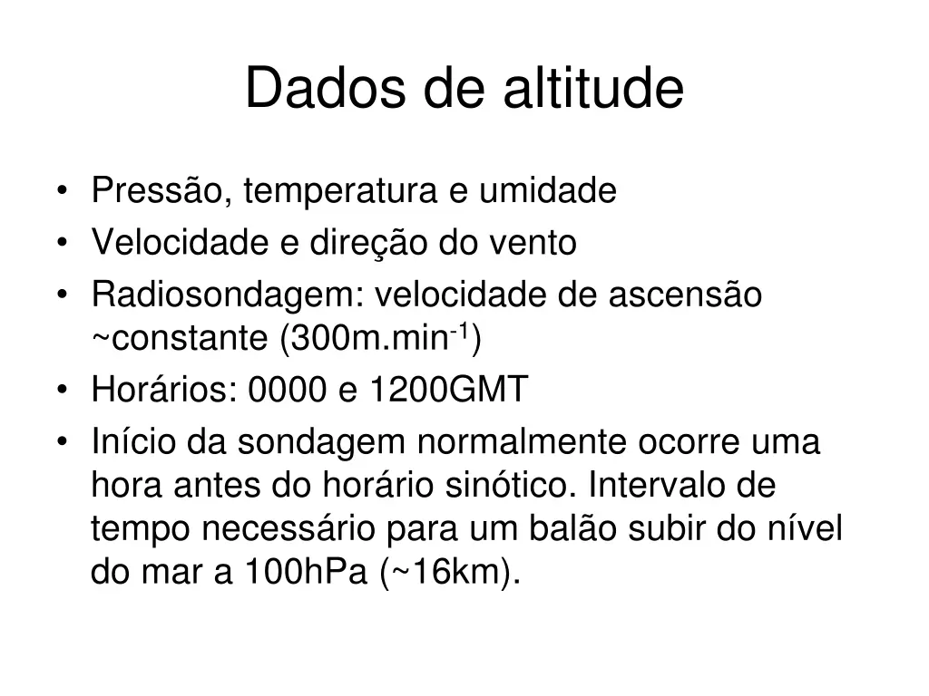 dados de altitude