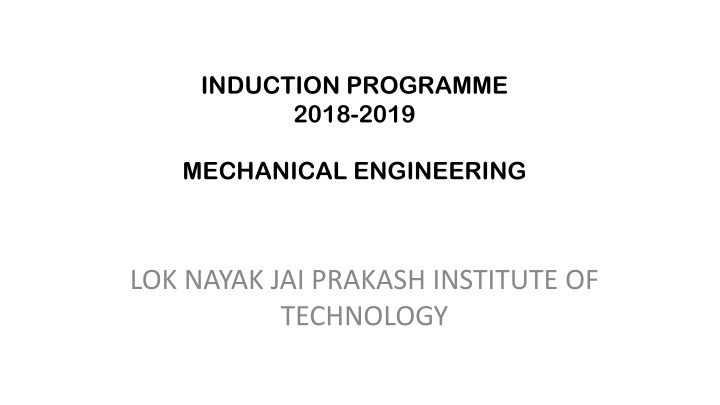 induction programme 2018 2019