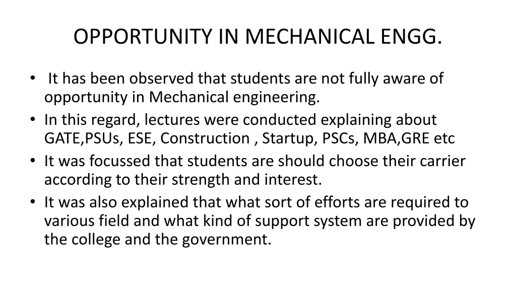 opportunity in mechanical engg