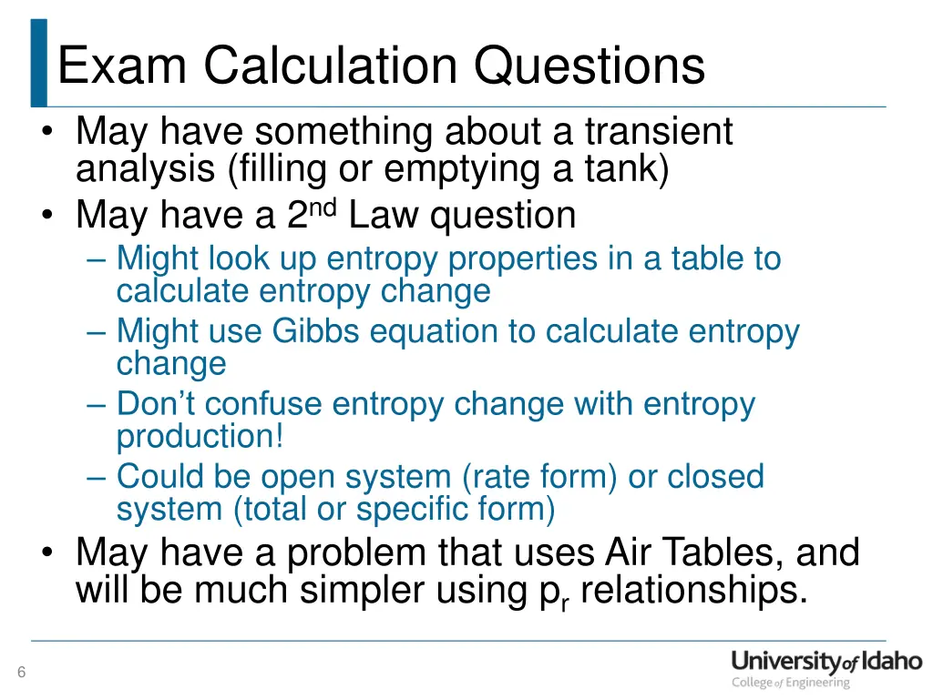 exam calculation questions may have something