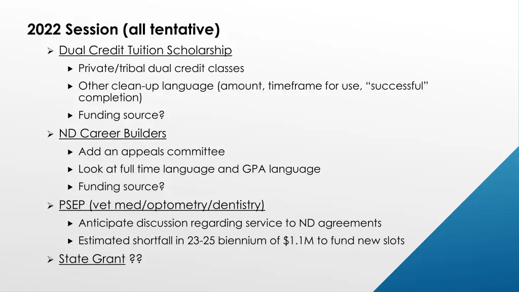 2022 session all tentative dual credit tuition