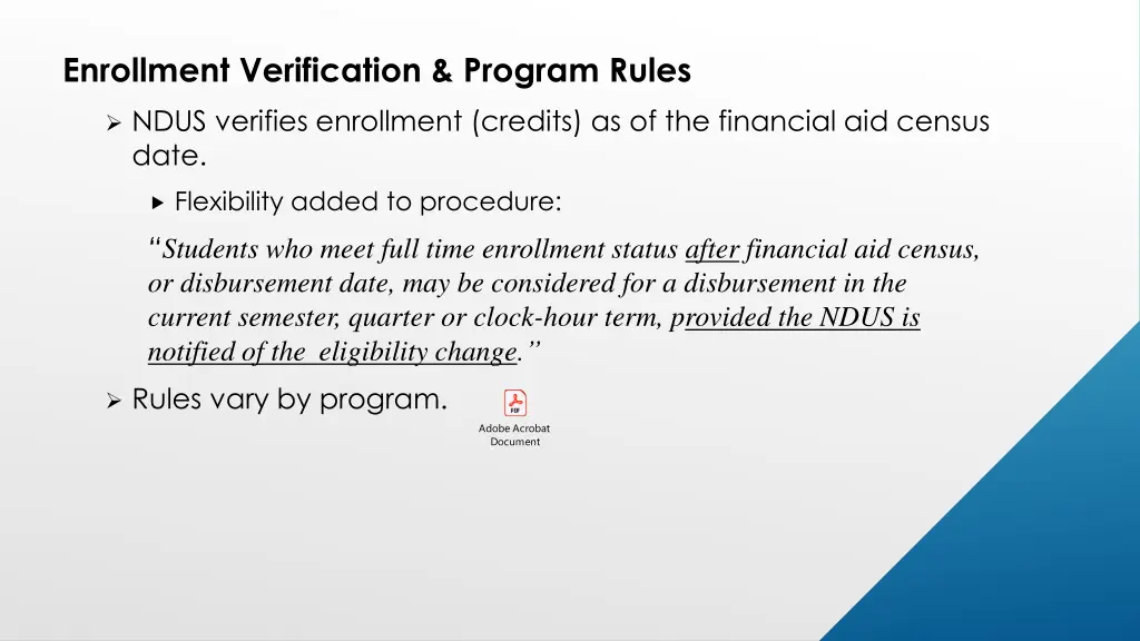 enrollment verification program rules