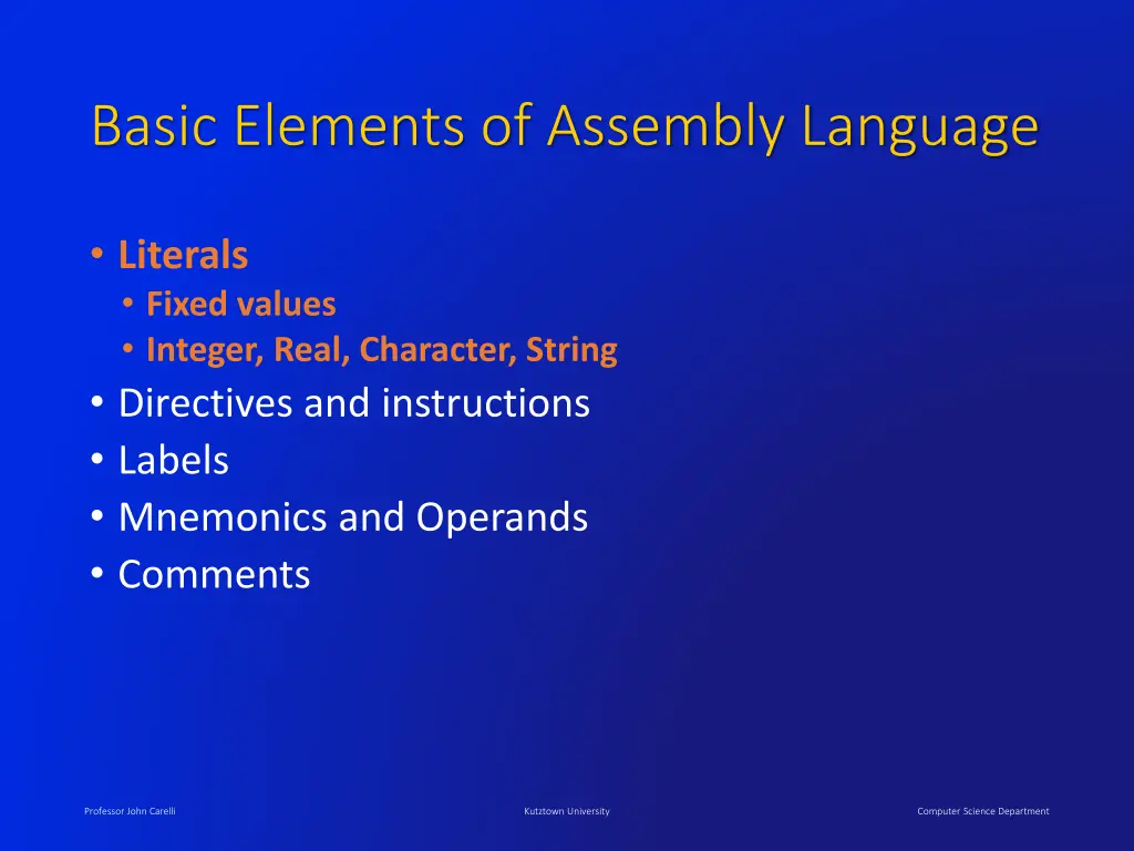 basic elements of assembly language