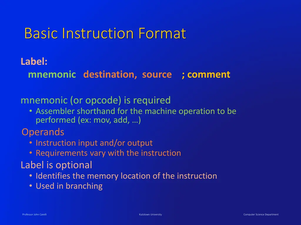 basic instruction format