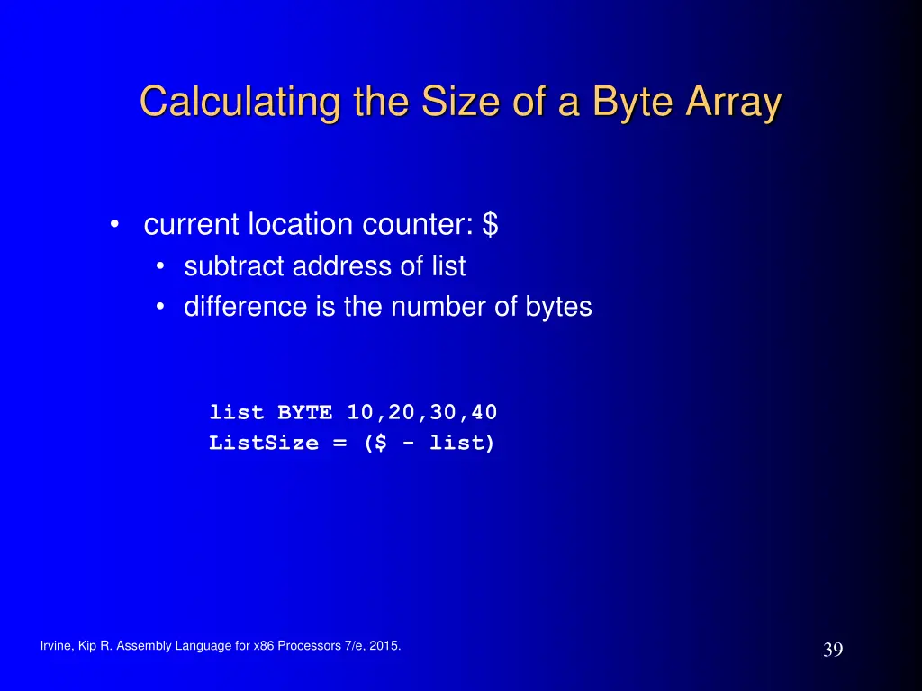 calculating the size of a byte array