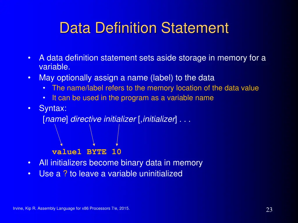 data definition statement