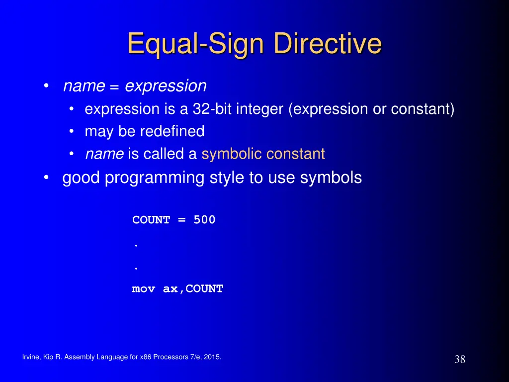 equal sign directive