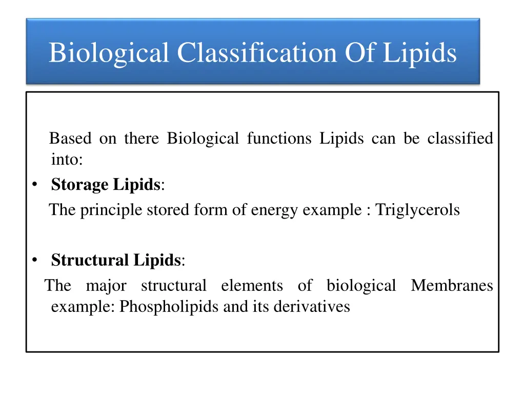 biological classification of lipids