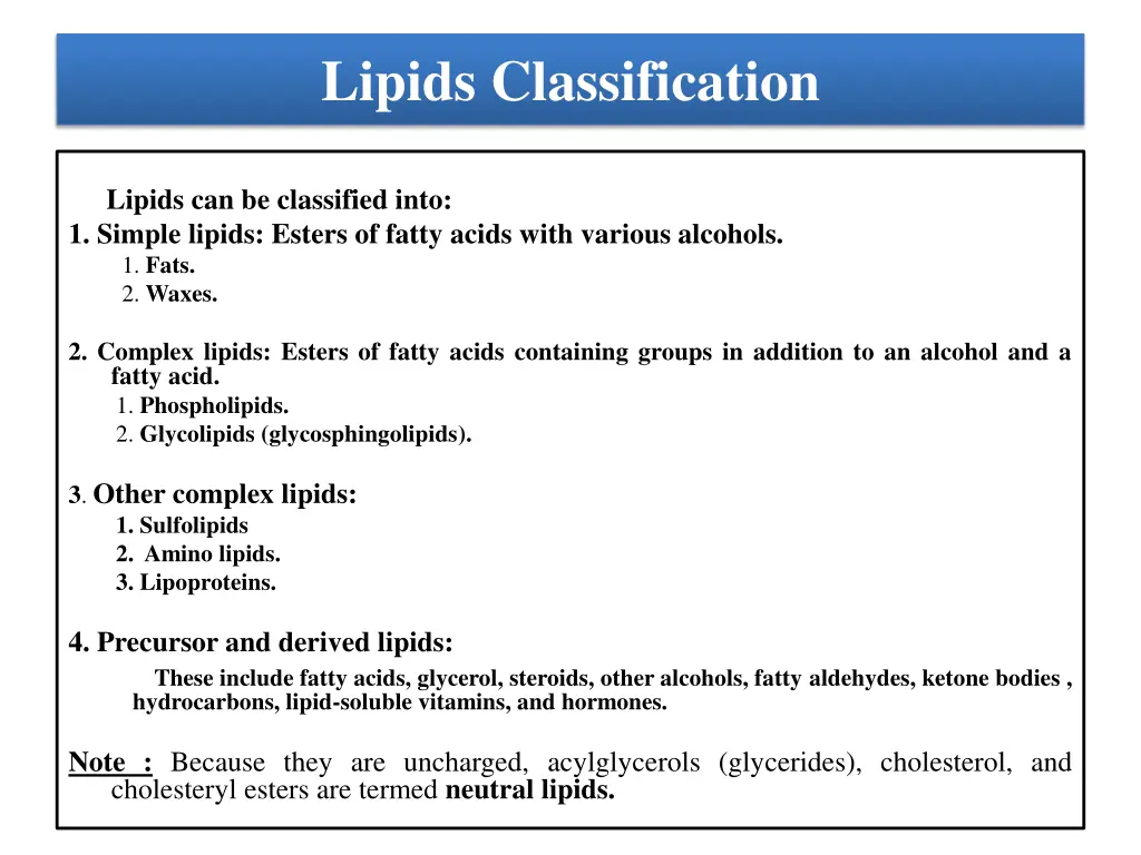lipids classification