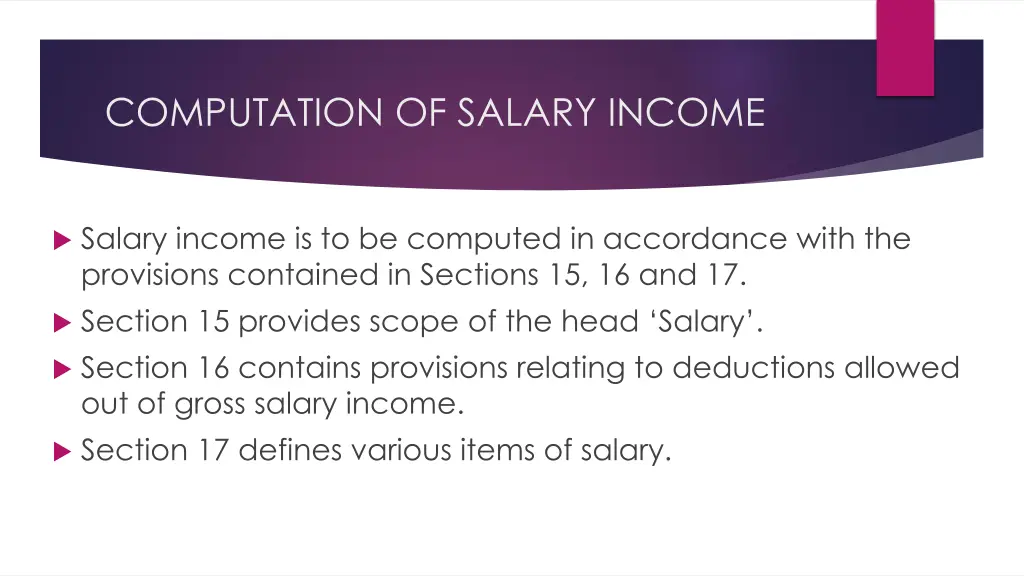 computation of salary income