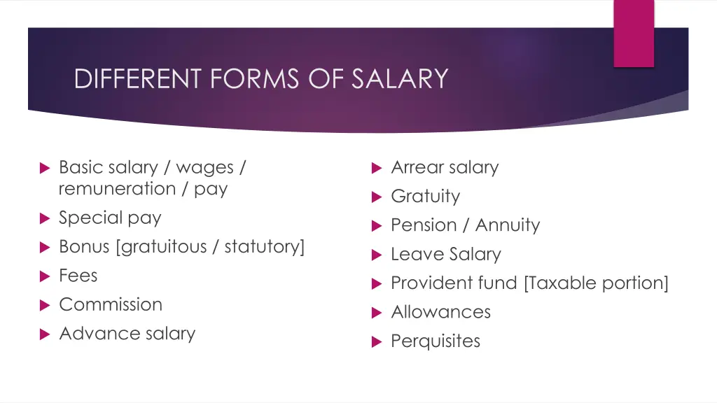different forms of salary
