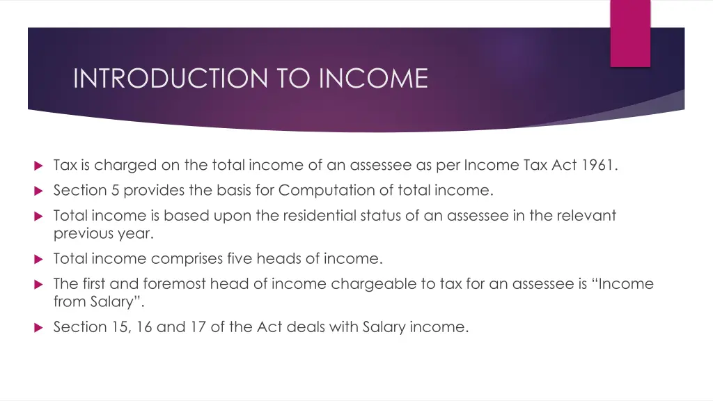 introduction to income