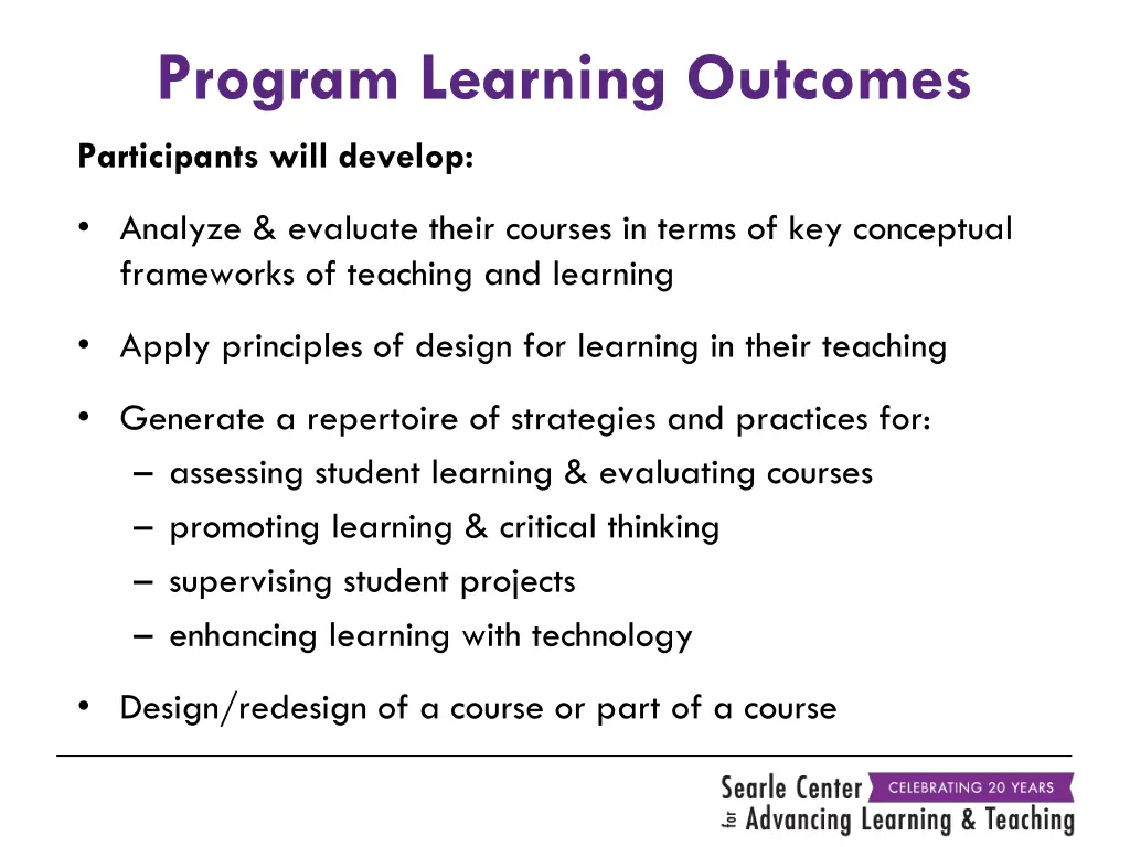 program learning outcomes