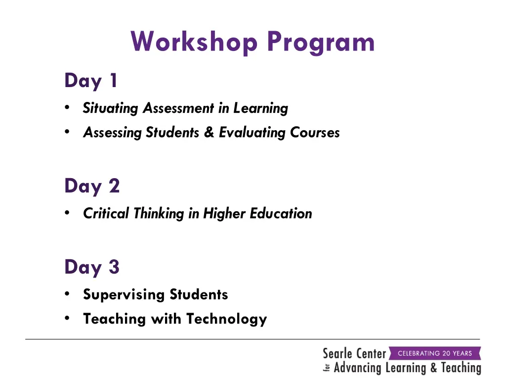 workshop program