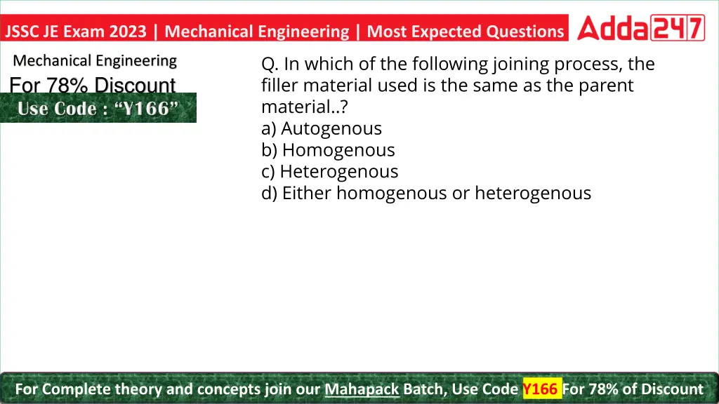 jssc je exam 2023 mechanical engineering most 12