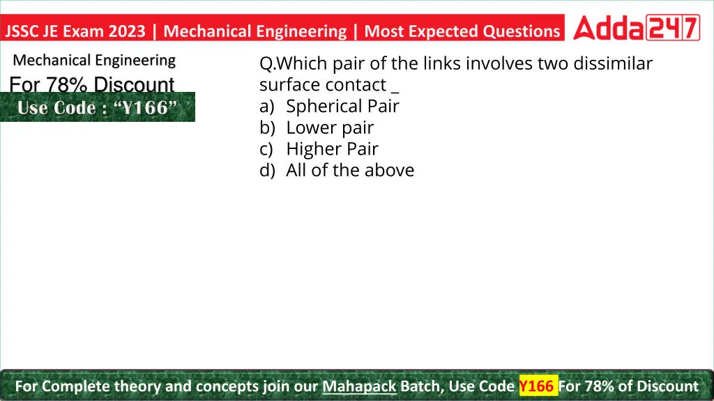 jssc je exam 2023 mechanical engineering most 13