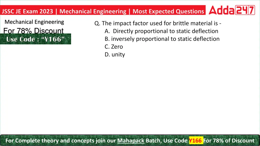 jssc je exam 2023 mechanical engineering most 15