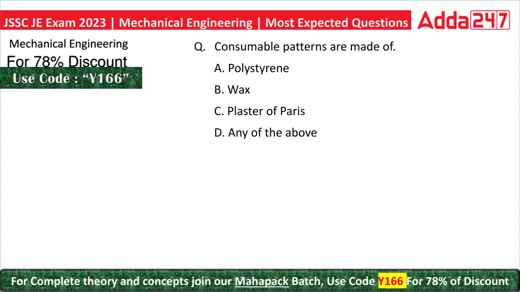 jssc je exam 2023 mechanical engineering most 21