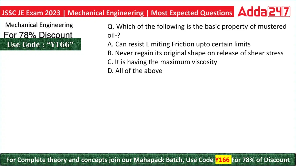 jssc je exam 2023 mechanical engineering most 24