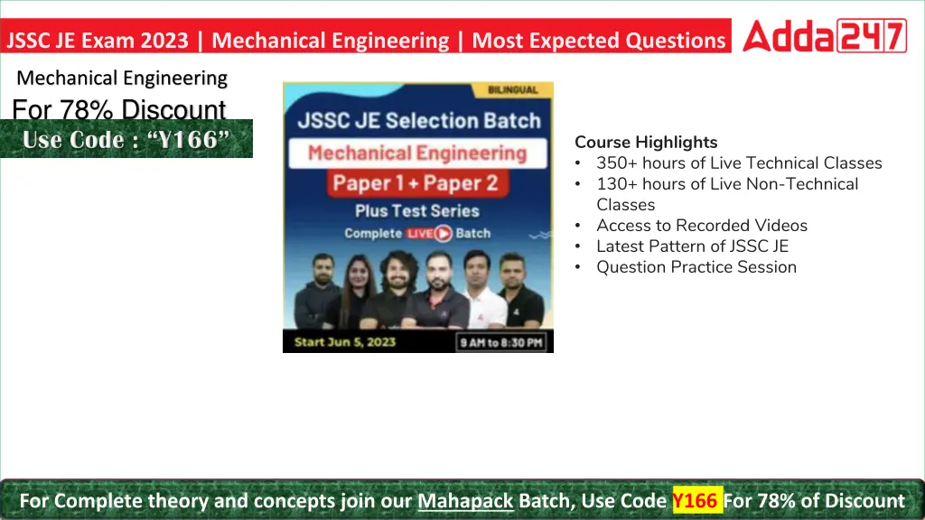 jssc je exam 2023 mechanical engineering most 4