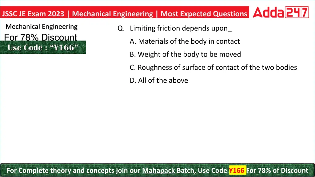 jssc je exam 2023 mechanical engineering most 8