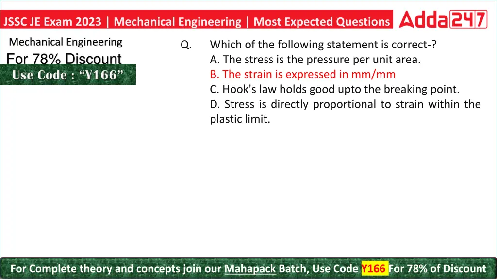 jssc je exam 2023 mechanical engineering most