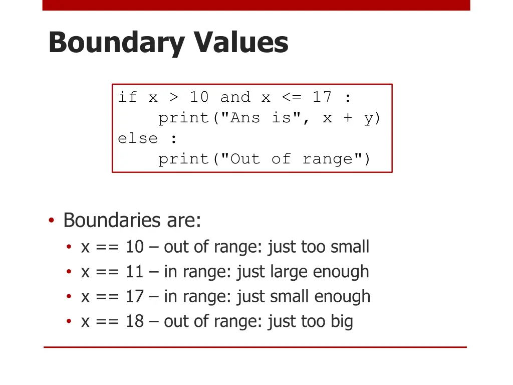 boundary values