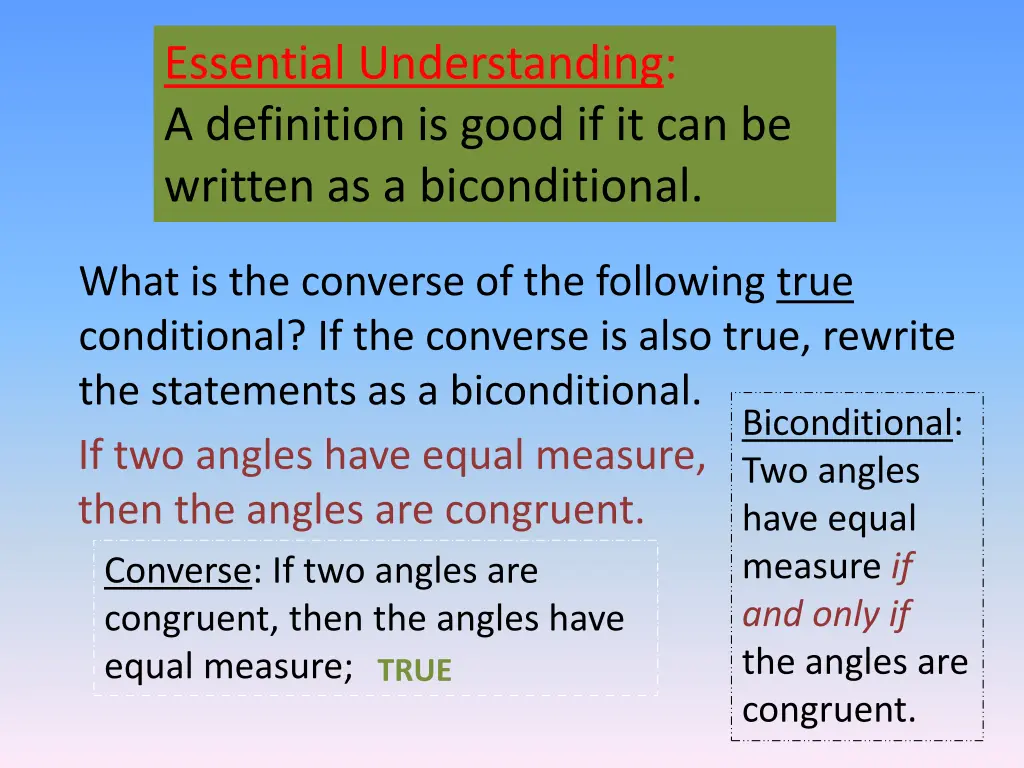 essential understanding a definition is good