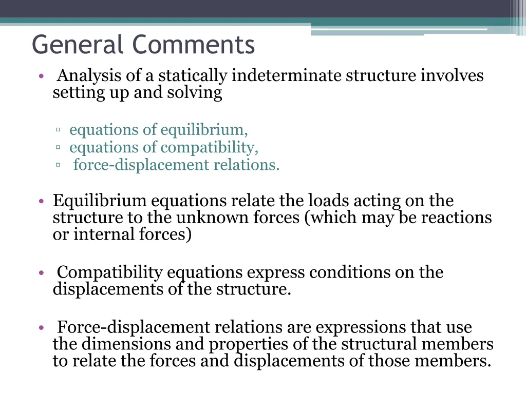 general comments analysis of a statically