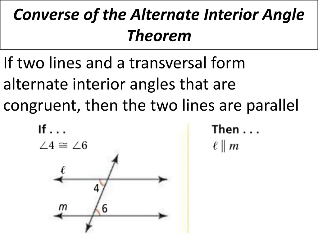 converse of the alternate interior angle theorem